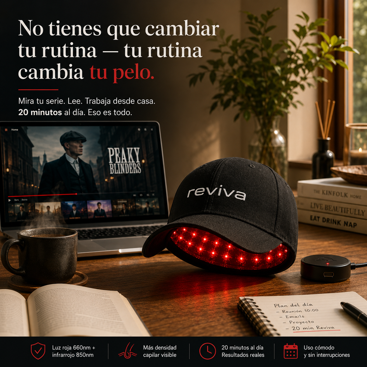 Gorra Reviva Pro — Recupera tu cabello sin pastillas ni cirugías.