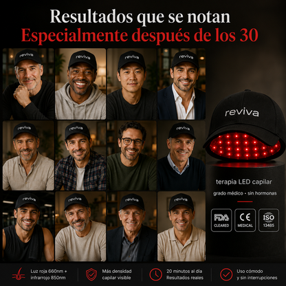 Gorra Reviva Pro — Recupera tu cabello sin pastillas ni cirugías.